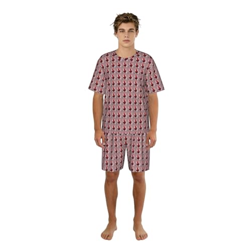 Pyjama homme imprimé poulet rouge à manches courtes, un cadeau original
