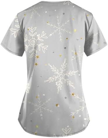 Linkpig Weihnachts Kasack Damen - OP Hemd Mit Weihnachtsdruck - Pflegebekleidung Mit Taschen