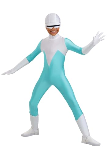 Deluxe Disney Pixar Frozone Costume for Kids - Superhero Jumpsuit Hood Gloves Boot Covers & Glasses - Officially Licensed M