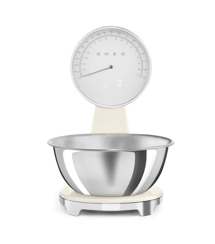 Smeg, Balance de Cuisine Numérique et Analogique KSF01PBWW, Bol Amovible en Acier Inox de 1,8 L,...