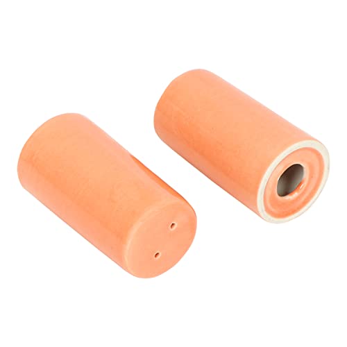 Image of QIMACPLUS Handcrafted Ceramic Salt and Pepper Shaker Set | Perfect Pour Holes for Kitchen, Dining Table, Picnic, Office, Restaurant, and Hotel | Set of 2 (Orange)