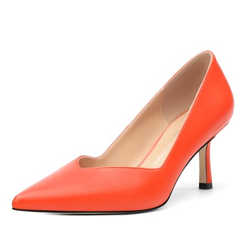 Image of Women Pointed Closed Toe 2.5 Inch Kitten Heel Slip On Pumps