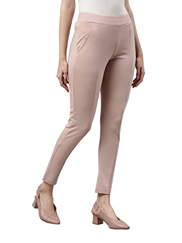 Image of GO COLORS Viscose Stretch Blend Ponte Pants Full Length for Women| Breathable, Mid Rise