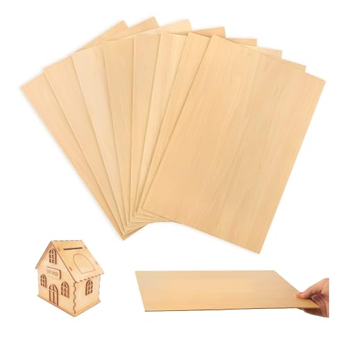 HMCEY Lot de 24 Panneau de Contreplaqué Non Fini 10 X 15 X 0.15 cm,Planche en Bois Bricolage,Planche de Balsa,Plaque Boiss Gravure Laser,Rectangulaire Feuille Boiss Découpe Laser pour Pyrogravure