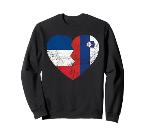 Corazón de banderas francesas de Eslovenia | Francia Eslovenia Roots Vintage Sudadera
