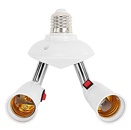 360 Degrees Adjustable 2 In 1 E26/E27 Splitter Socket Adapter. E26/E27 Standard Led Bulbs 360 Degrees Adjustable 180 Degree Bendable Max Watt 120W (White) #TOP1