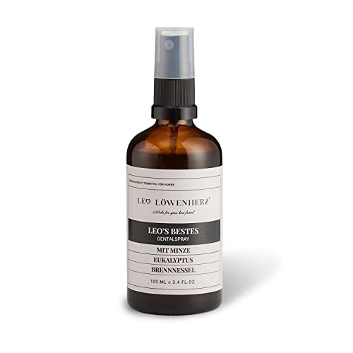 LEO LÖWENHERZ Dentalspray für Hunde (100ml) • Zahnspray für Hunde mit Minze, Eukalyptus & Brennnessel • Zahnpflege für Hund Cover