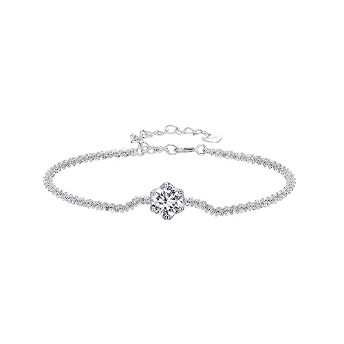Bracelet moissanite blanche femme argent 925 solitaire Gem Stone King