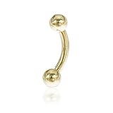 10k Yellow Gold Curved Barbell 3mm Ball Eyebrow Ring (GO-691)
