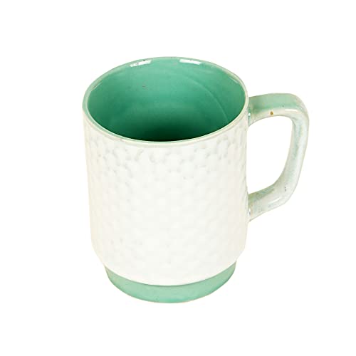 Image of AAKRITI ART CREATIONS White Pearl Tea Cups Set of 6 | Ceramic Cup Set | Multipurpose Utility Cups | Modern Art Ceramic Cups, Kitchen Essentials | Glossy Finish, Green Tea Cup Set