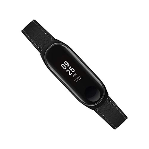 Nicerio Pulseira de relógio de couro compatível com Mi Band 4 para smartwatch, acessórios de substit