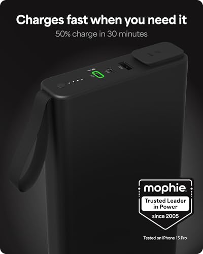 Image of mophie powerstation pro AC (2023)-27,000 mAh External Battery compatbile With MacBook&iPad Portable PD battery with 100W of AC&60W USB-C Fast Charge integrated carry strap-USB-C cable included, Black