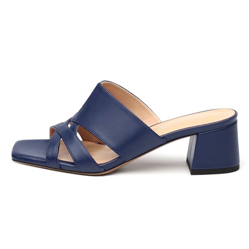 Women's Square Toe Open Toe Sandals, Chunky Heel One Foot Stirrup Slippers for women, Comfortable and Versatile Summer Sandals2