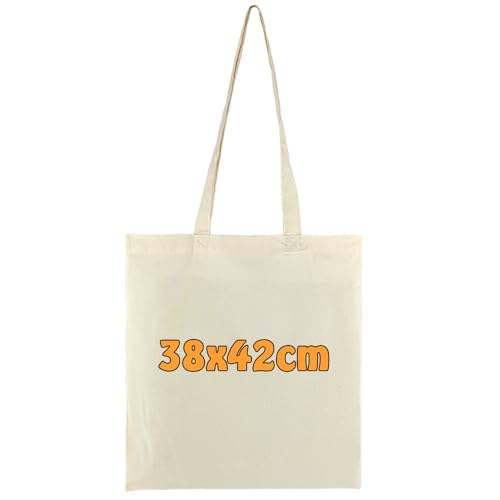 Cottonbagjoe 10 Stück Baumwolltaschen Natur | 38x42 cm | unbedruckt | lange Henkel | ideal zum Bedrucken & Beplotten | Öko-Tex zertifiziert