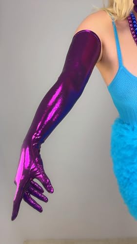 DooWay METALLIC GLOVES Extra Long Shiny Gloves Liquid Touchscreen Sparkly Halloween Club Opera Party Gloves2