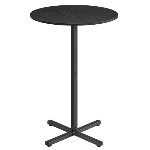 VASAGLE Mesa de Bar, Mesa de Comedor, Mesa Alta, Estructura de Metal, 60 x 60 x 104,5 cm, Fácil de Montar, con Base en Cruz, para 2-3 Personas, Moderna, Negro Ébano LBT361B01