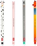 Legami - Set di 4 Penne Gel Cancellabili Farm Sweet Farm, Penne con Inchiostro Cancellabile Termosensibile, Nero, Rosa, Verde, Rosso, Cancella Senza Consumare il Foglio, Punta 0,7 mm