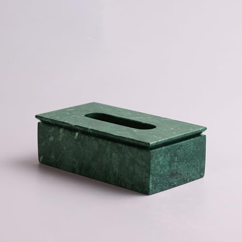 Image of HANDICRAFT BAZAAR Marble Tissue Box Holder for Countertops, Dining Table, Office, Home (Green)