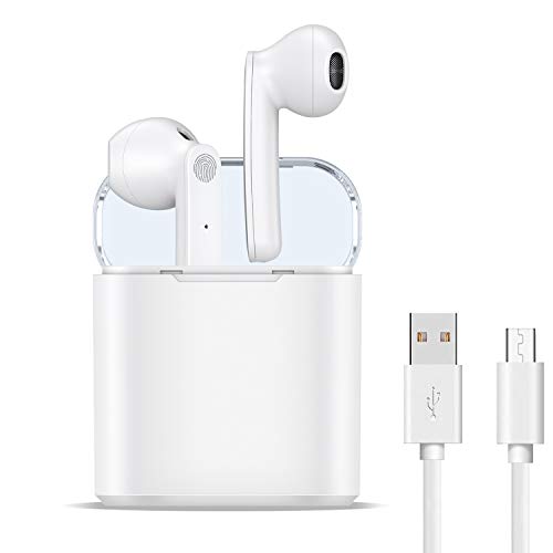 Auriculares inalmbricos Bluetooth 5.0, Auriculares estreo 3D con reduccin de Ruido, Auriculares Impermeables IPX7 con micrfono Incorporado y Caja de Carga, compatibles con iPhone/Android/Huawei