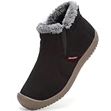 DimaiGlobal Botas de Nieve Hombre Invierno Zapatos Forradas con Pelo Botines Antideslizante Algodón Botas Zapatillas de Casa Cálido Interior Pantufla Exterior 40EU Negro-2