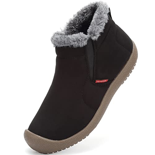 DimaiGlobal Botas de Nieve Hombre Invierno Zapatos Forradas con Pelo Botines Antideslizante Algodón Botas Zapatillas de Casa Cálido Interior Pantufla Exterior 43EU Negro-2