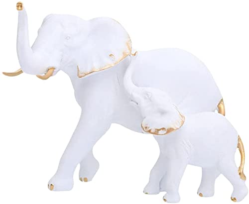 Estatua de elefante de resina blanca 20x17 cm miniatura 3