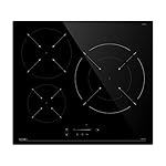 Hermitlux Induktionskochfeld 60cm, 3 Zonen Einbaus Kochfelder mit Power Booster, 9 Leistungsstufen Induktionskochplatte, Touch-Steuerung, 7400W