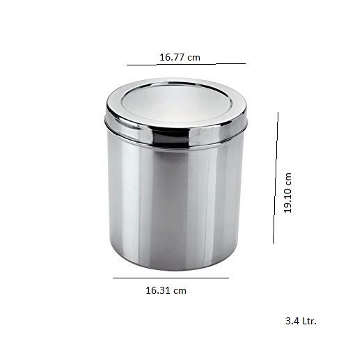 Image of Ratna Stainless Steel Export Deep Dabba /storage Container, 3400 Ml, Silver (Export Deep Dabba 15)