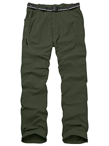Jessie Kidden Hiking Pants Mens Outdoor UPF 50+ Quick Dry Lightweight Solid Water Repellent Fishing Cargo Pants #6091-Army Green,38