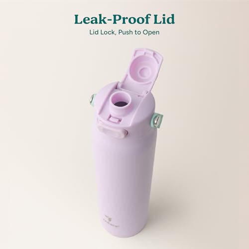 Image of REDUCE Aura Vacuum Insulated 26 oz Water Bottle - Leak-Proof & Chug Spout for Quick Hydration - Keeps Drinks Cold for 30 Hours - Removable Handle for Travel or Gym - Soft Sit Base - Lilac Bud