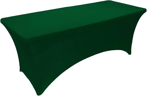 Mantel de mesa de elastano elástico para mesa plegable rectangular de 5.9 ft, color verde cazador