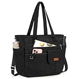 [RAINSMORE] トートバッグ メンズ 大容量 手提げバッグ 撥水加工 A4 キャンバス ショルダーバッグ レディース ファスナー付き 軽量 男女兼用 通勤 通学 ブラック