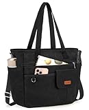 [RAINSMORE] トートバッグ メンズ 大容量 手提げバッグ 撥水加工 A4 キャンバス ショルダーバッグ レディース ファスナー付き 軽量 男女兼用 通勤 通学 ブラック