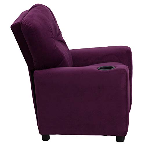 Flash Furniture Chandler Contemporary Purple Microfiber Kids Recliner With Cup Holder #TOP5