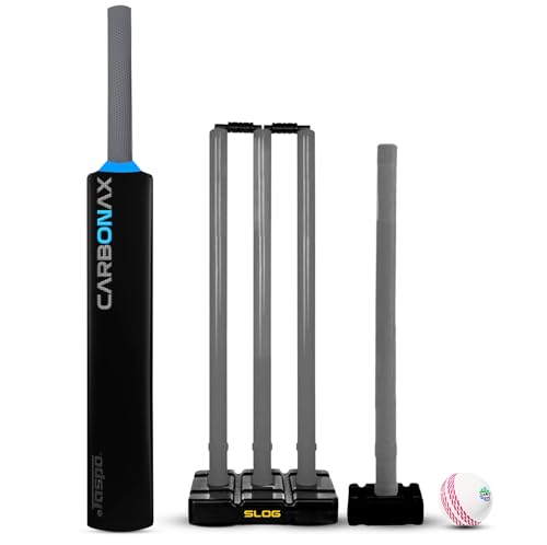 Image of Jaspo Slog Carbonax Cricket Kit | Size 34 PU-Filled Bat with HDPE Construction | Enhanced Durability, Vibration Control & Shock Absorption, Practice & Play (Cricket Kit- Carbonax Full Size)
