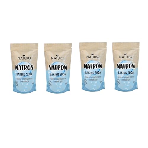Naturo Natron Pulver 4x500g – Vielseitig für Reinigung, Haushalt und Küche – Hautfreundlich & Ungiftig – Natron Pulver zum Putzen, Backpulver, Waschsoda – Natrium für nachhaltiges