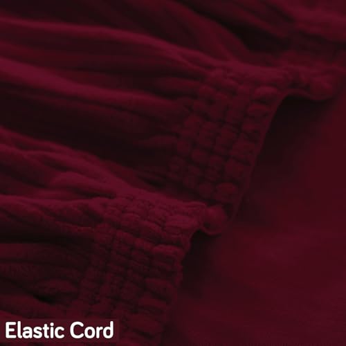 Image of HOKIPO 200 GSM Stretchable Knitting Jacquard Chair Cover Set of 2,'Nestiva Series' Burgundy (AR-6072-BRGN)