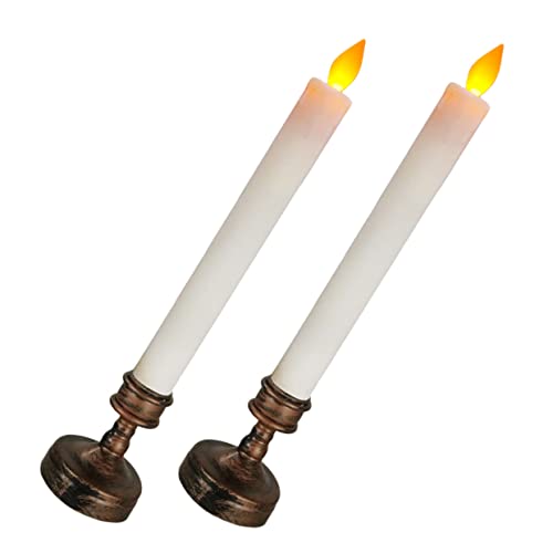 QUMIIRITY 2 Piezas Vela Electronica Te Ligero Linternas Velas De Pilar Sin Decoración Ligero Titulares Iridiscente Perlado Solar Cálido Más Cálido Lámpara Decoraciones Luces Abs