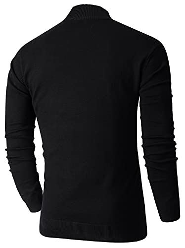 NITAGUT Mens Slim Fit Quarter Zip Mock Neck Polo Sweater Casual Long Sleeve Sweater and Turtleneck Pullover2
