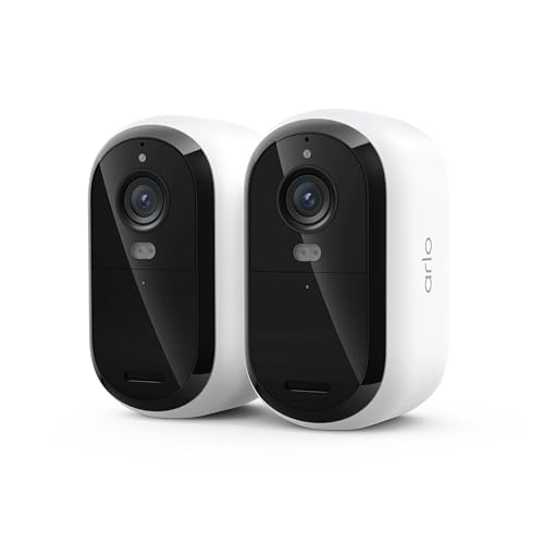 Arlo Essential Security Camera Wireless Outdoor 2K (3rd Gen, 2025 Release) - Battery Power, Person Recognition, Package Detection, Animated Preview, 1-Month Trial of Secure Plan, 2 Cam, White
