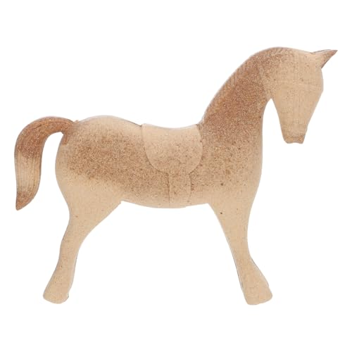 CORHAD Adorno de caballo de madera sin terminar   Estatua de caballo Dala para pintar y hacer mosaicos   Figura de animal de madera tallada a mano, decoración de escritorio, idea de regalo para el
