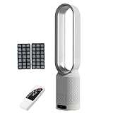 Ventilador purificador sin aspas función frío Calor Almohadillas filtrado adicionales Torre oscilante automática Control Remoto 8 velocidades Viento Temporizador 2 Horas Dormir tra