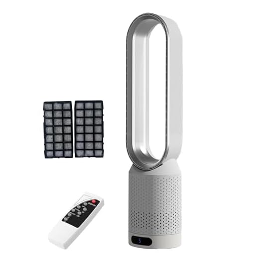 Ventilador purificador sin aspas función frío Calor Almohadillas filtrado adicionales Torre oscilante automática Control Remoto 8 velocidades Viento Temporizador 2 Horas Dormir tra