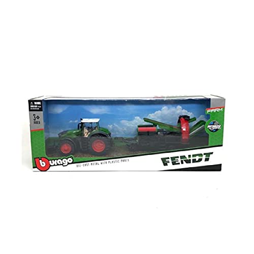 Miniatura TRATOR FENDT 1000 VARIO Burago, Verde e vermelha