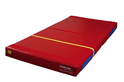Tumbl Trak Folding Practice Mat, 5ft x 10ft x 8in, Crash Pad for Gymnastics, Cheerleading, Dance and Martial Arts (Red)