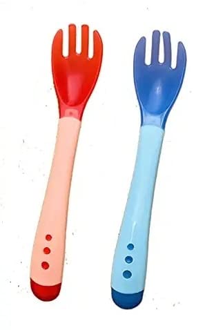 Ganpati Enterprises Silicone Tip Heat Sensitive Silicone Spoons | Temperature Sensing Spoons (Fork Red- Blue)-image-34