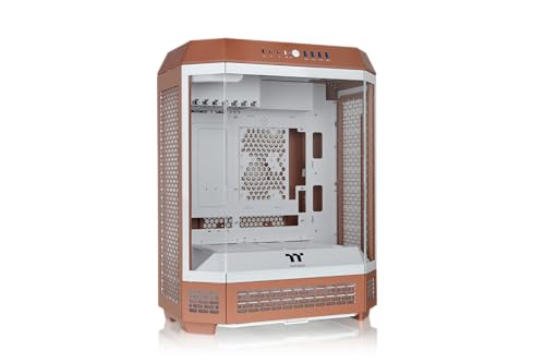 Gabinete Thermaltake Tower 600 Mocha Mousse Mid Tower para PC con diseño vertical y soporte para E-ATX y ATX, vidrio templado, soporte para radiador de 420 mm miniatura 1