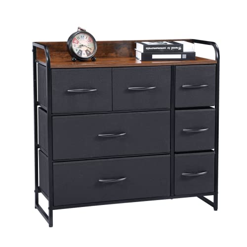 Kamiler 7 Drawer Dresser,3-Tier Storage Organizer,Chest of Drawers for Bedroom,Hallway, Entryway,Nursery,Closets-Sturdy Steel Frame,Wood Top,Removable and Easy Pull Fabric Bins(Black) Kamiler 7 Drawer Dresser,3-Tier Storage Organizer,Chest of Drawers for Bedroom,Hallway, Entryway,Nursery,Closets-Sturdy Steel Frame,Wood Top,Removable and Easy Pull Fabric Bins(Black)