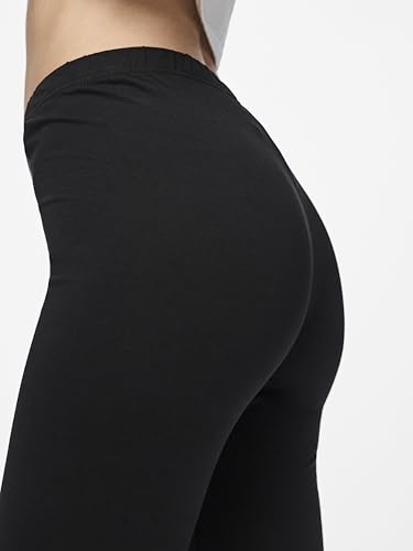 Leggings para mujer Pieces mallas negras basicas de algodon con cintura elastica suave 6