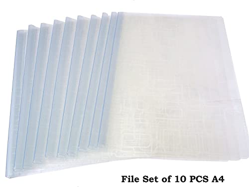 Image of DDSS STK-10-CLR Stick File Folder, Report File Folder A4, Documents Folder,for Holding Papers (10 Piece) White Transparent,